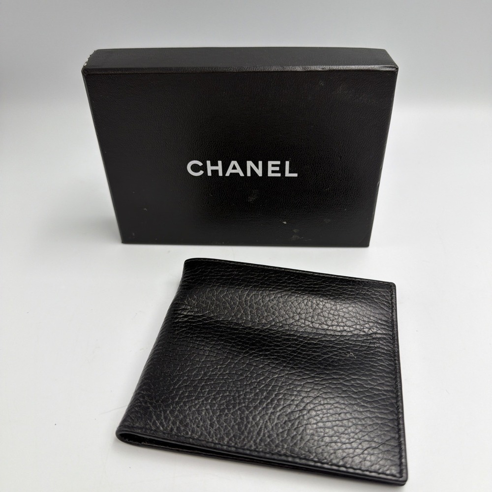 Vintage Italian made Black Tumbled Leather bi-fold Mark Cross men's wallet